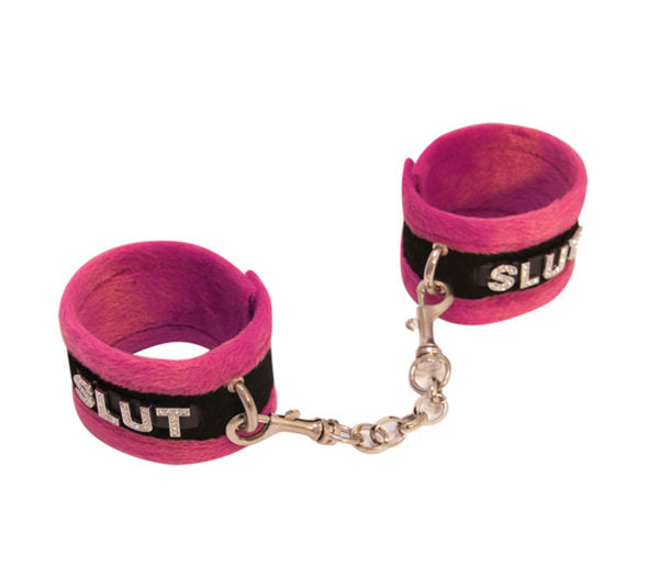 Fluffy Slut Wrist Restraints Pink - Club X